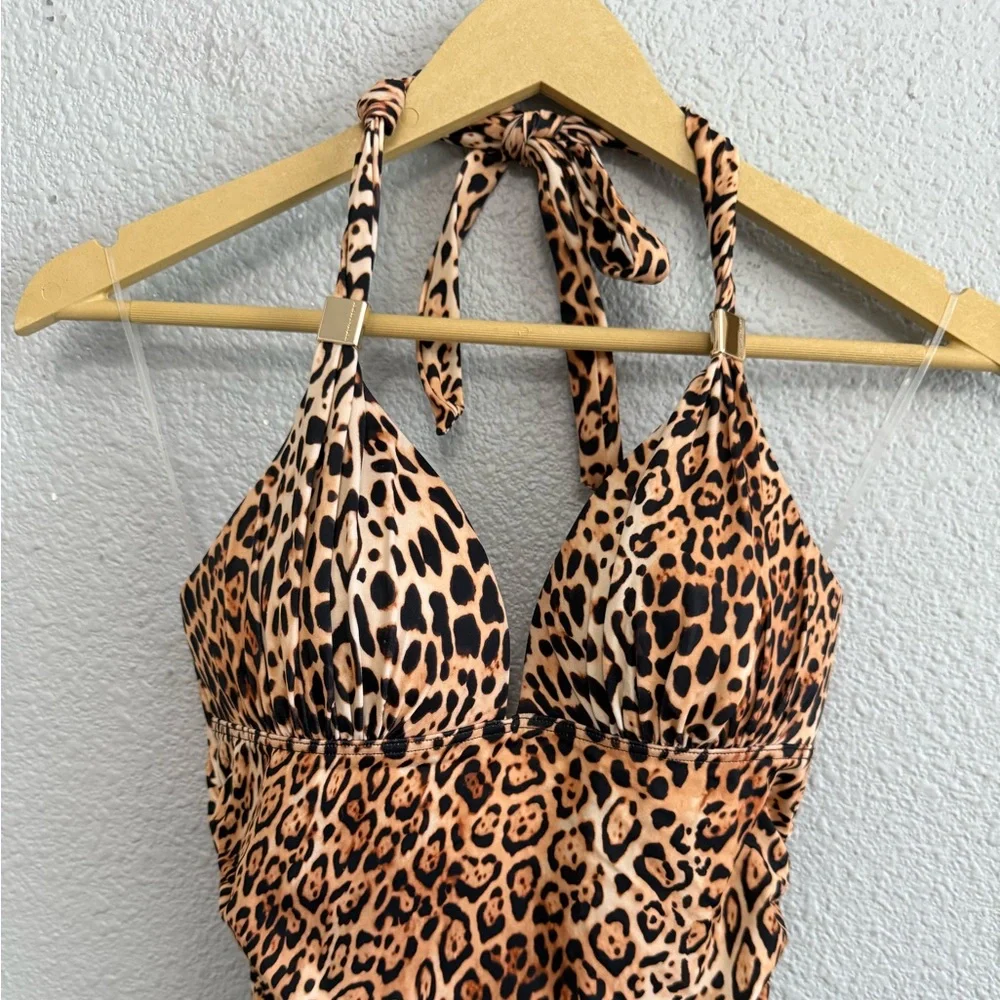 Victoria's Secret The Forever‎ Sexy Animal Print Halter Ruched Swimsuit Size Sm - Picture 4 of 7